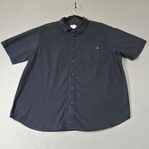 Billabong Mens XL Short Sleeve Button Down Shirt Black Woven Pocket Preowned